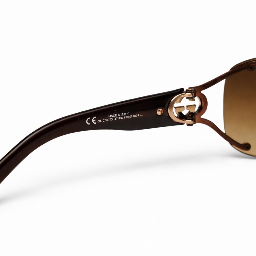 Authentic Gucci Dark Brown Designer Sunglasses – Classic Luxury Frames and Case - Picture 5 of 6